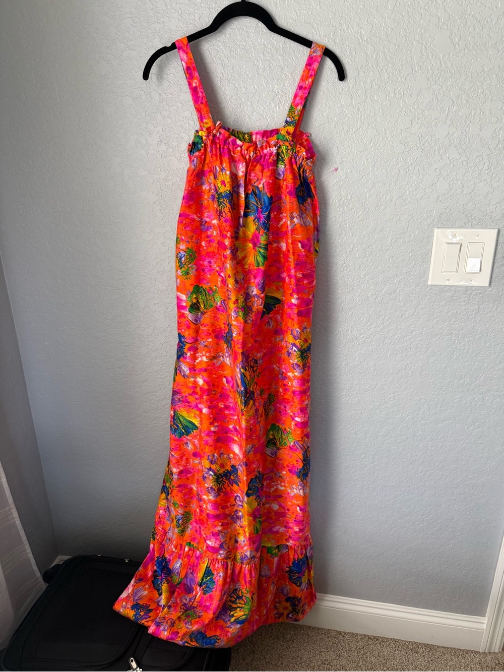 Sun Fashions of Hawaii vintage Vibrant Pink Tropical Maxi Dress Size 10